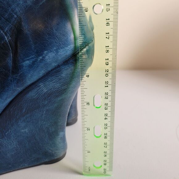 jeffery campbell Tick platform booties peep toe sz 8 blue zip close art to wear - Picture 7 of 9